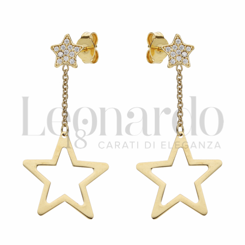 Forma Stella con Zircone bianco in Oro Giallo da 1,9gr.