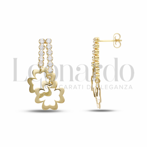 Forma Quadrifoglio con Zircone bianco in Oro Giallo da 2,6gr.