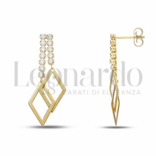 Forma Rombo con Zircone bianco in Oro Giallo da 2,8gr.
