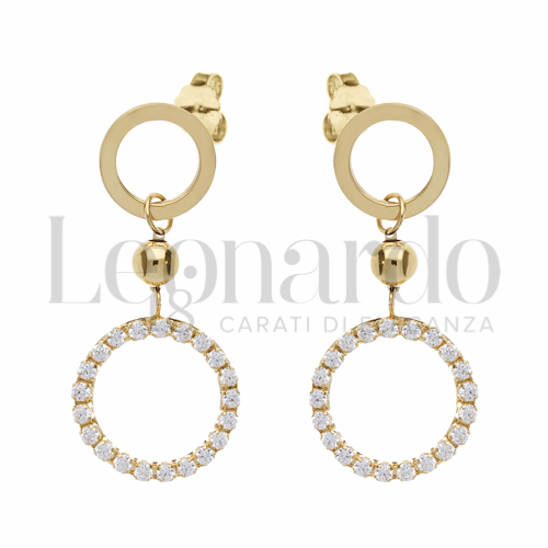 Forma Tondo con Zircone bianco in Oro Giallo da 2,5gr.