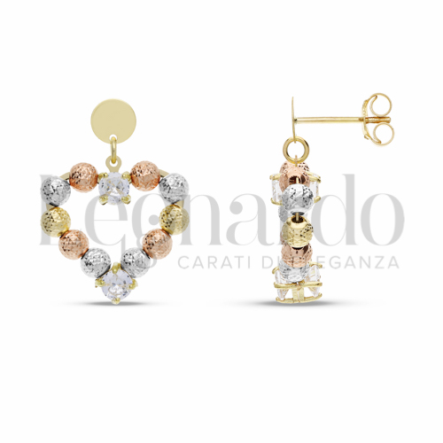 Forma Cuore con Zircone bianco in Oro Giallo, Oro Bianco e Oro Rosa da 4,4gr.