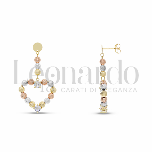 Forma Cuore con Zircone bianco in Oro Giallo, Oro Bianco e Oro Rosa da 4,9gr.