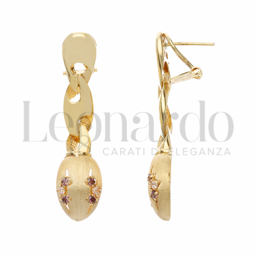 con Zirconi bianchi e zirconi Brown in Oro Giallo da 6,5gr.