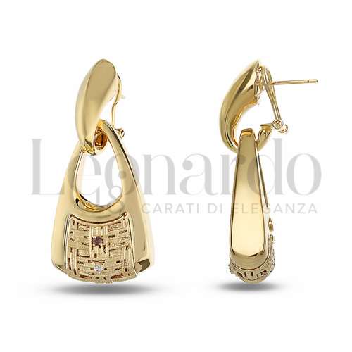 Forma Triangolo con Zirconi bianchi e zirconi Brown in Oro Giallo da 11,9gr.