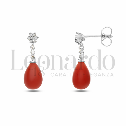 con Corallo e Zirconi Bianchi in Oro Bianco da 2,7gr.