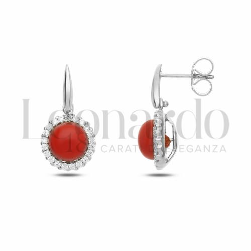 con Corallo e Zirconi Bianchi in Oro Bianco da 4,9gr.