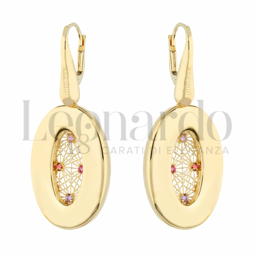 Forma Ovale con Zircone rosa in Oro Giallo da 7,5gr.