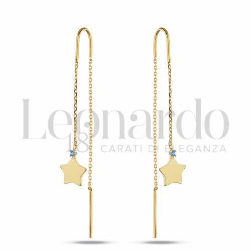 Forma Stella con Zircone azzurro in Oro Giallo da 3,3gr.