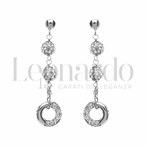 Forma Tondo con Mezzo pavè di resina e zirconi in Oro Bianco da 2gr.