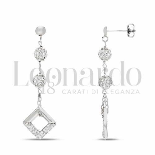Forma Rombo con Mezzo pavè di resina e zirconi in Oro Bianco da 2gr.