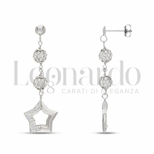 Forma Stella con Mezzo pavè di resina e zirconi in Oro Bianco da 2gr.