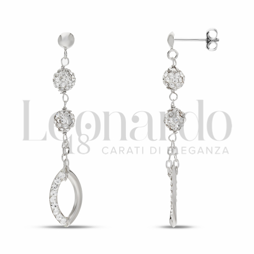 Forma Ovale con Mezzo pavè di resina e zirconi in Oro Bianco da 1,8gr.