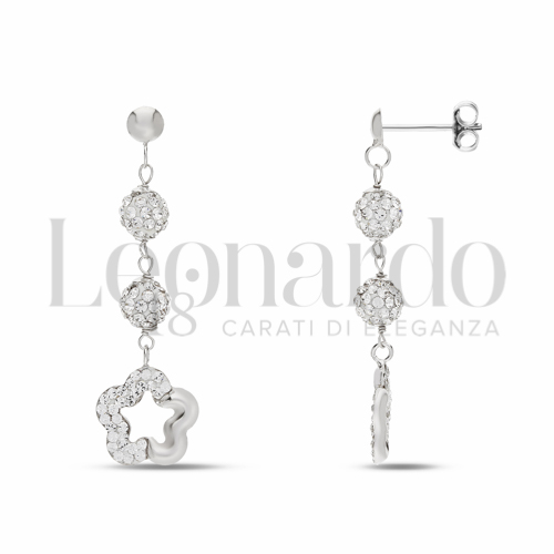 Forma Fiore con Mezzo pavè di resina e zirconi in Oro Bianco da 1,9gr.