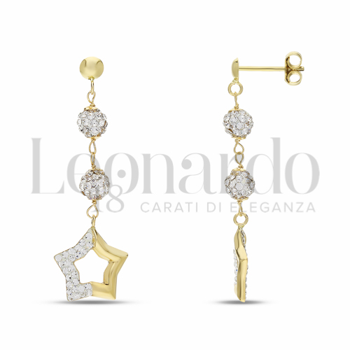 Forma Stella con Mezzo pavè di resina e zirconi in Oro Giallo da 2gr.