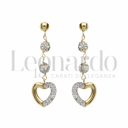 Forma Cuore con Mezzo pavè di resina e zirconi in Oro Giallo da 1,8gr.