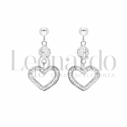 Forma Cuore con Resina e zirconi in Oro Bianco da 2,3gr.