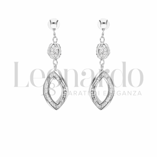 Forma Ovale con Resina e zirconi in Oro Bianco da 2,2gr.