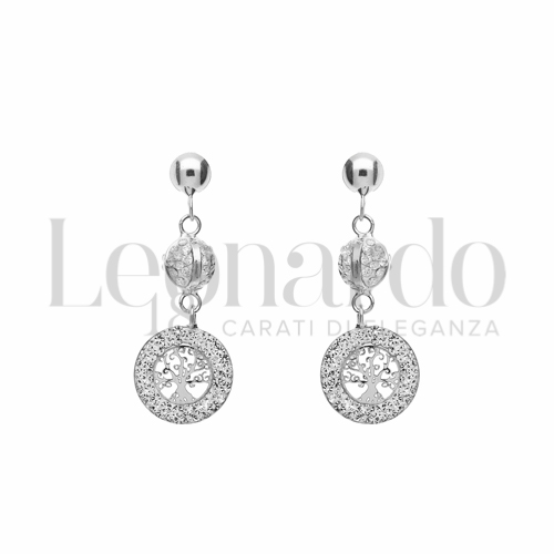 Forma Albero della Vita con Resina e zirconi in Oro Bianco da 1,5gr.