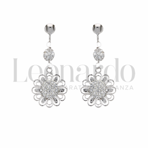 Forma Fiore con Resina e zirconi in Oro Bianco da 1,5gr.