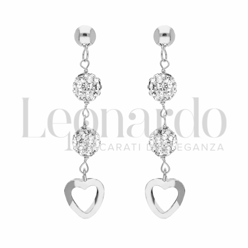 Forma Cuore con Resina e zirconi in Oro Bianco da 1,6gr.