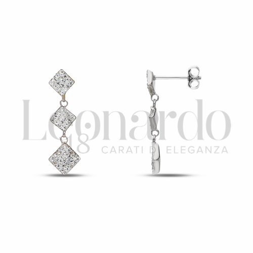 Forma Rombo con Resina e zirconi in Oro Bianco da 1gr.