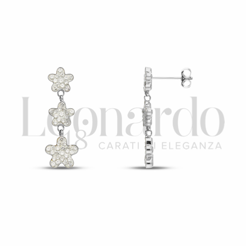 Forma Fiore con Resina e zirconi in Oro Bianco da 1,4gr.
