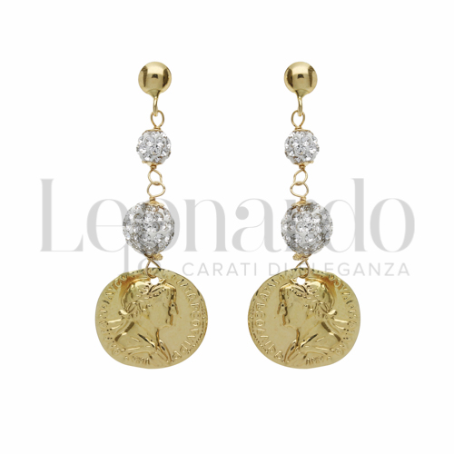 Forma Moneta con Resina e zirconi in Oro Giallo da 1,8gr.