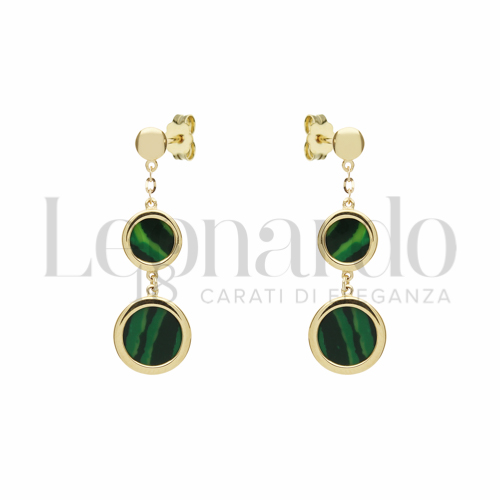 Forma Tondo con Malachite in Oro Giallo da 3,4gr.