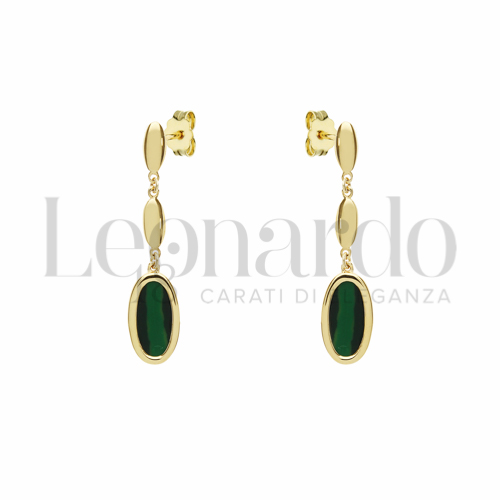 Forma Ovale con Malachite in Oro Giallo da 2,8gr.