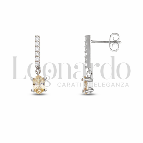 Forma Ovale con Pietra Idrotermale Giallo Fancy e zirconi bianchi in Oro Bianco da 2gr.