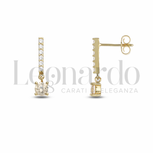 Forma Tondo con Pietra Idrotermale Giallo Fancy e zirconi bianchi in Oro Giallo da 1,8gr.