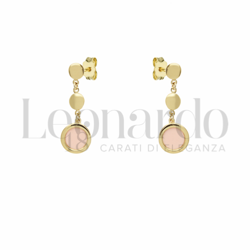 Forma Tondo con Pasta di Corallo Rosa in Oro Giallo da 2,5gr.