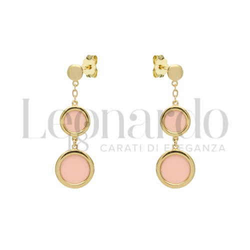 Forma Tondo con Pasta di Corallo Rosa in Oro Giallo da 3,4gr.