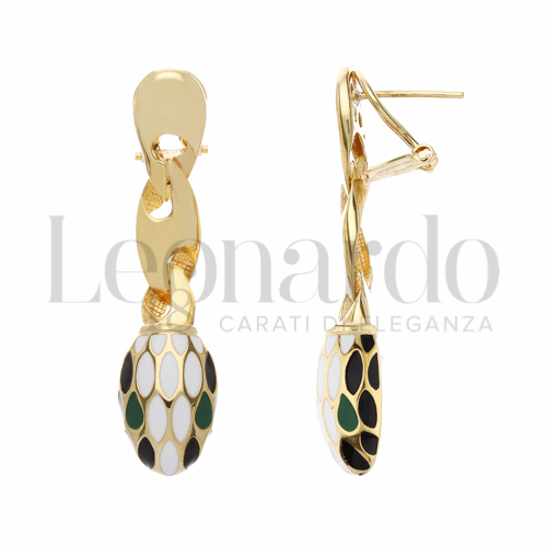 con Smalto Nero, Bianco e Verde in Oro Giallo da 6,8gr.