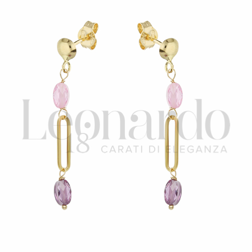 con Pietra Rosa e Viola in Oro Giallo da 1,2gr.