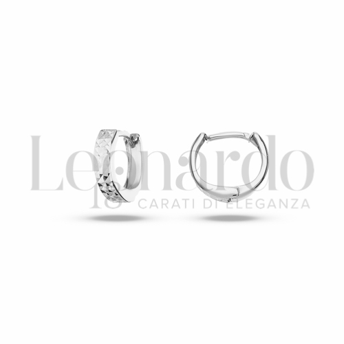 Orecchini - Scattini Double Face da Donna in Oro 18 Carati Spessore o modello: 3,00 mm Diametro interno misura: 8 Finitura elemento: Lucida e diamantata 1g