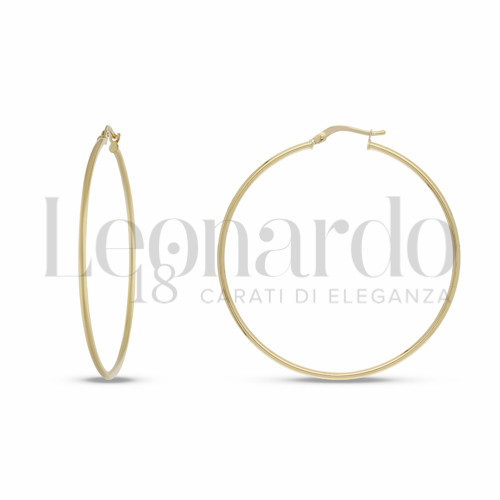 Orecchini A Cerchio In Oro 14 Carati Con Zirconi - Leggeri E Lucenti, Diametro 20,5 Mm