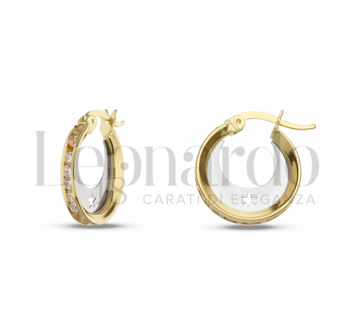 10 mm Diametro interno o misura con Zircone bianco in Oro Giallo e Oro Bianco da 1,7gr.