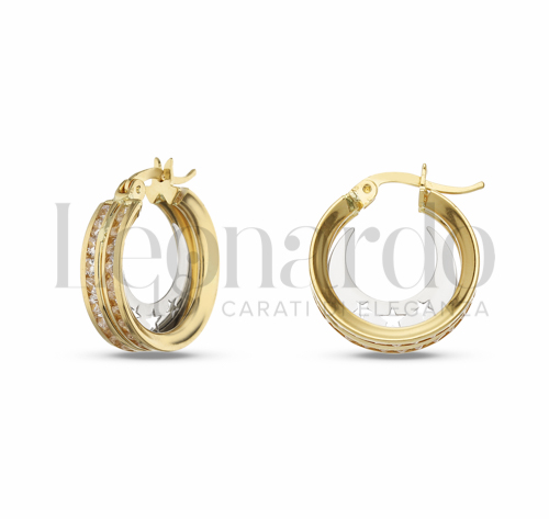 10 mm Diametro interno o misura con Zircone bianco in Oro Giallo e Oro Bianco da 2,9gr.