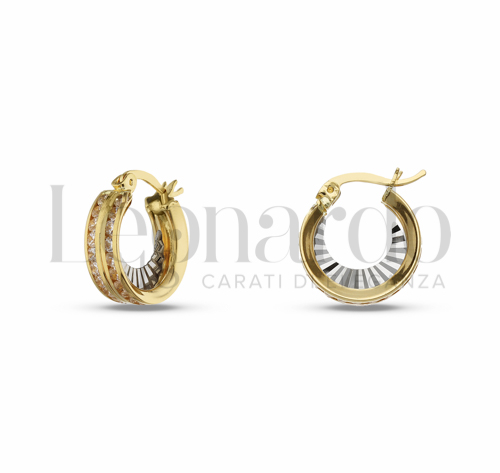 8 mm Diametro interno o misura con Zircone bianco in Oro Giallo e Oro Bianco da 2,4gr.