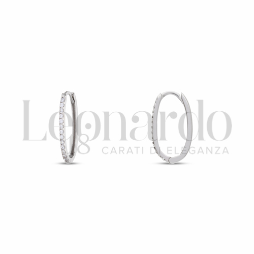Tuscany Silver Orecchini A Cerchio Triangolari In Argento Sterling 925 Con Zirconi Bianchi, Ipoallergenici, Regalo In Confezione