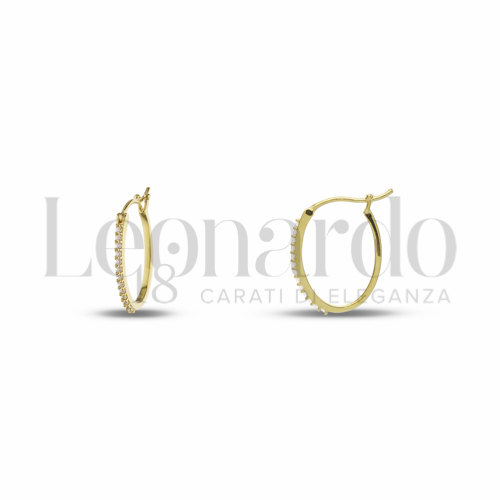 Orecchini A Cerchio Quadrati Navachi - Placcati Oro 18K Con Zirconi Ovali - Eleganti E Brillanti
