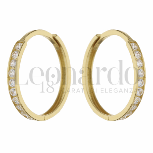 14 mm Diametro interno o misura con Zircone bianco in Oro Giallo da 1,6gr.