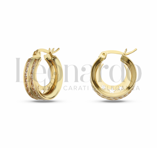 10 mm Diametro interno o misura con Zircone bianco in Oro Giallo da 2,8gr.