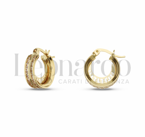 10 mm Diametro interno o misura con Zircone bianco in Oro Giallo da 2,4gr.