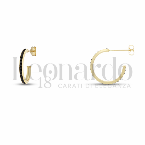 12 mm Diametro interno o misura con Zirconi neri in Oro Giallo da 1,3gr.