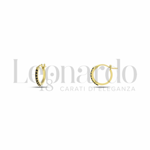 8 mm Diametro interno o misura con Zirconi neri in Oro Giallo da 1,3gr.