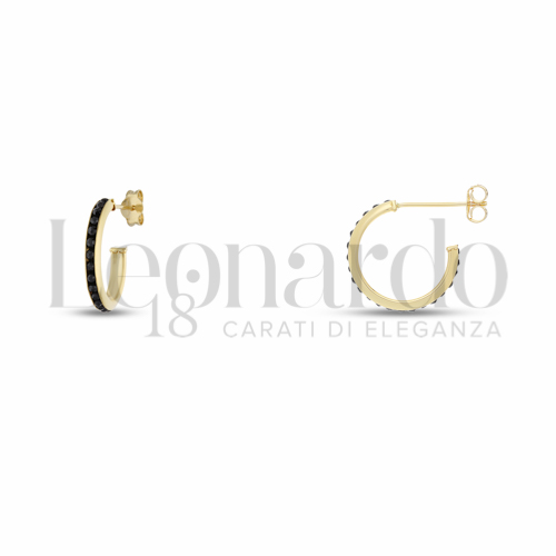 10 mm Diametro interno o misura con Zirconi neri in Oro Giallo da 1,1gr.