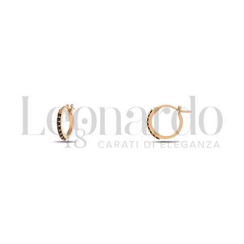 8 mm Diametro interno o misura con Zirconi neri in Oro Rosa da 1,3gr.