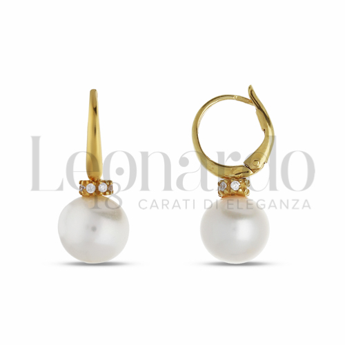 8 mm Diametro interno o misura con Perla & Zirconi bianchi in Oro Giallo da 4,2gr.